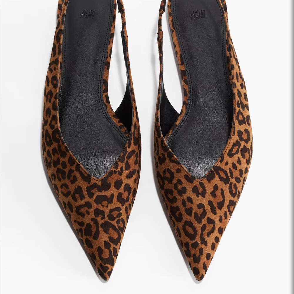H&M Brown Leopard Print Slingback Heels size 6